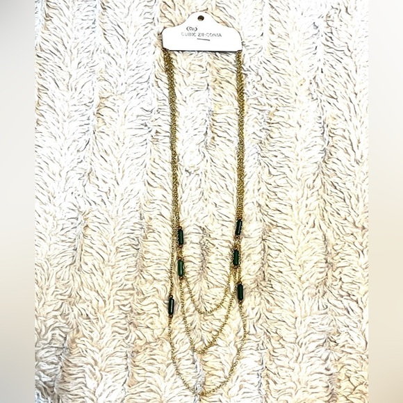 2/$15 - Multi Chain Drop Necklace - Green - Picture 3 of 3